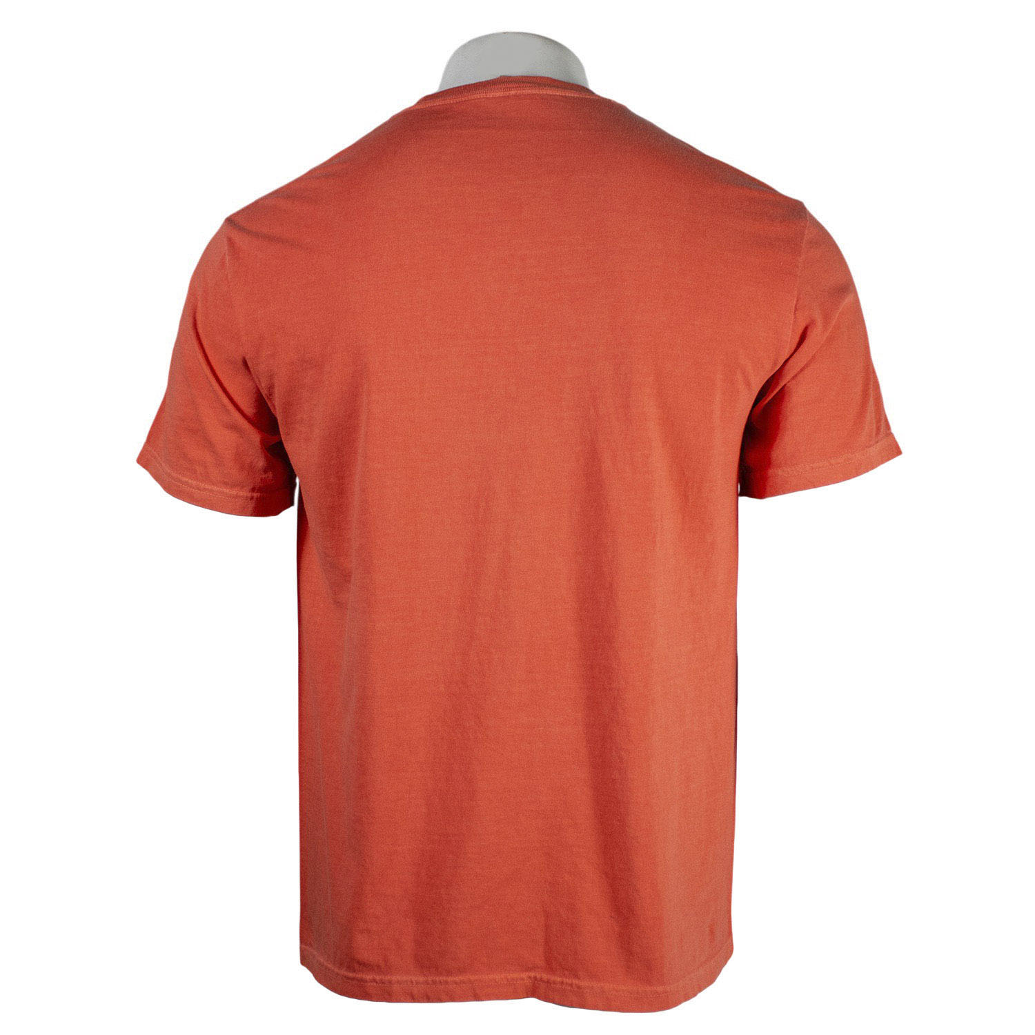 Back of a salmon t-shirt.