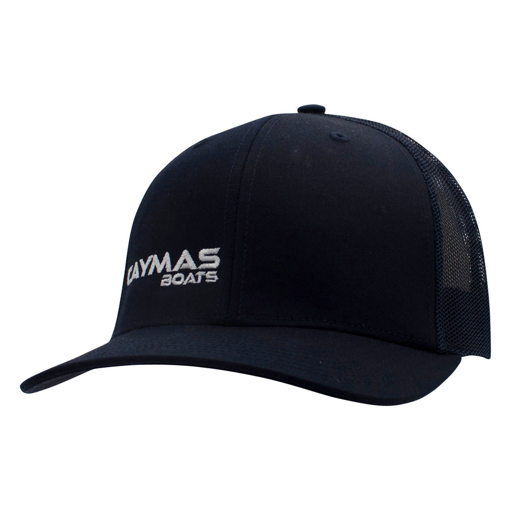 Navy-blue cap with a white logo on the right side panel.