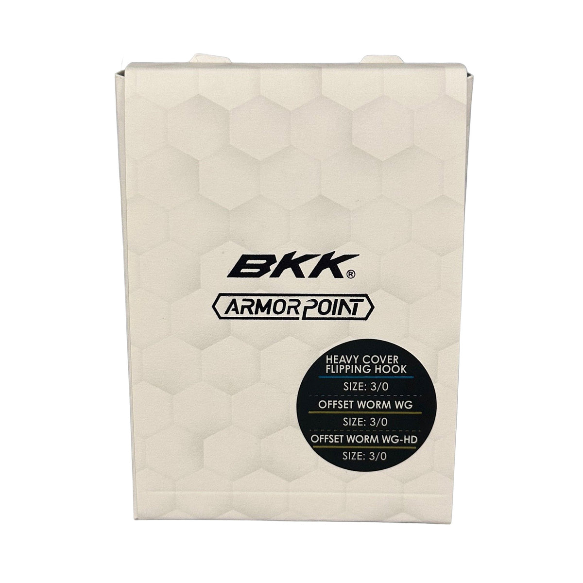BKK Armor Point heavy cover flipping hook packaging box, size 3/0 offset worm WG and WG-HD, shown on a plain white background.