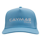 Light blue cap with a white 'Caymas Boats' logo embroidered on the front.
