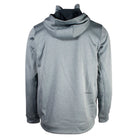 Back of a gray hoodie with 'AFTECH' branding on the waist. 