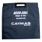 Black weigh-in bag with 'Accu-Cull' and 'Caymas Boats' branding on the front.