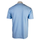 Back of a light blue T-shirt.
