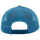 Back of a blue mesh cap with Richardson branding on the snapback closure. 
