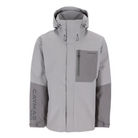 A two-toned grey hooded jacket with a vertical zippered pocket on the chest and a gray 'Scout Boats' logo printed on the left sleeve, shown against a plain white background.