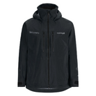 A black Simms hooded jacket with a full front zipper, featuring the caymas boats logo on the left chest.