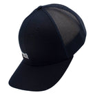 Side of a navy-blue cap.