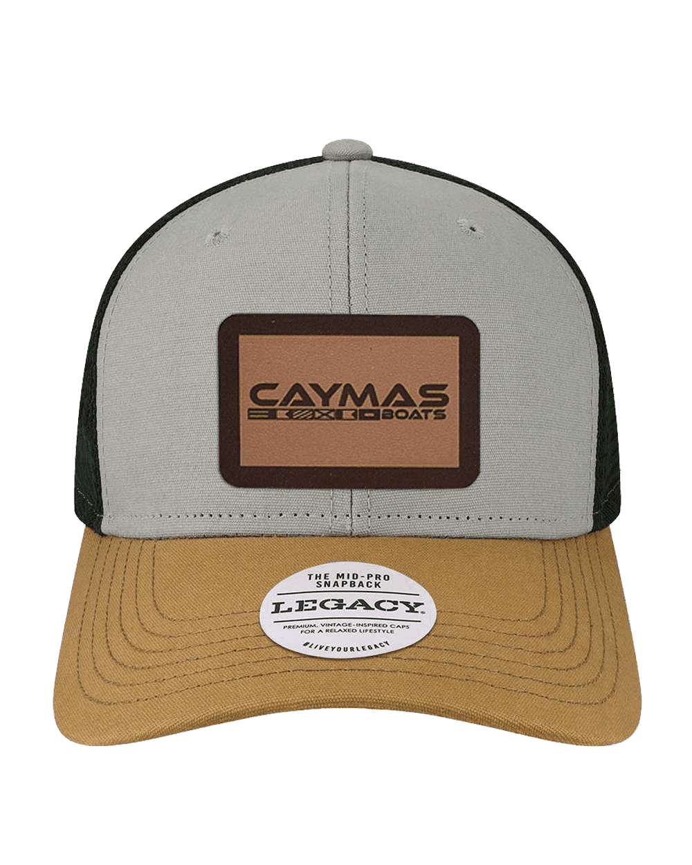 MID-PRO SNAPBACK TRUCKER GREY CARAMEL BLACK HAT WITH PATCH – Caymas ...