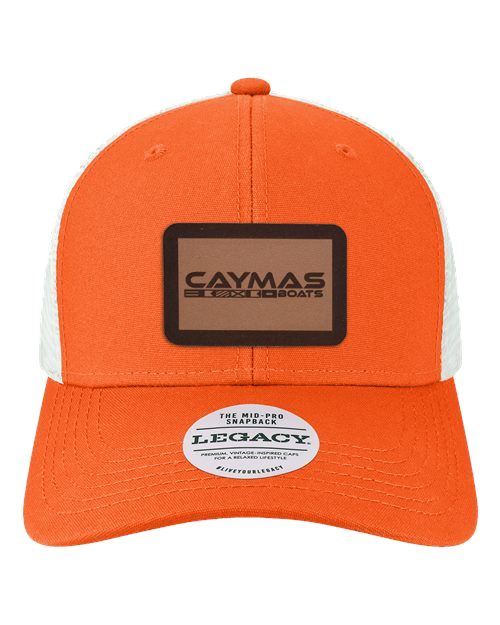 MID-PRO SNAPBACK TRUCKER ORANGE and WHITE HAT WITH PATCH