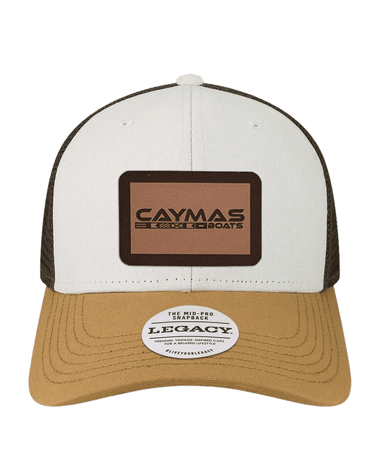 MID-PRO SNAPBACK TRUCKER WHITE CARAMEL BROWN HAT WITH PATCH