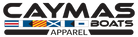 Caymas Boats Apparel logo with brand name and flags on a white background